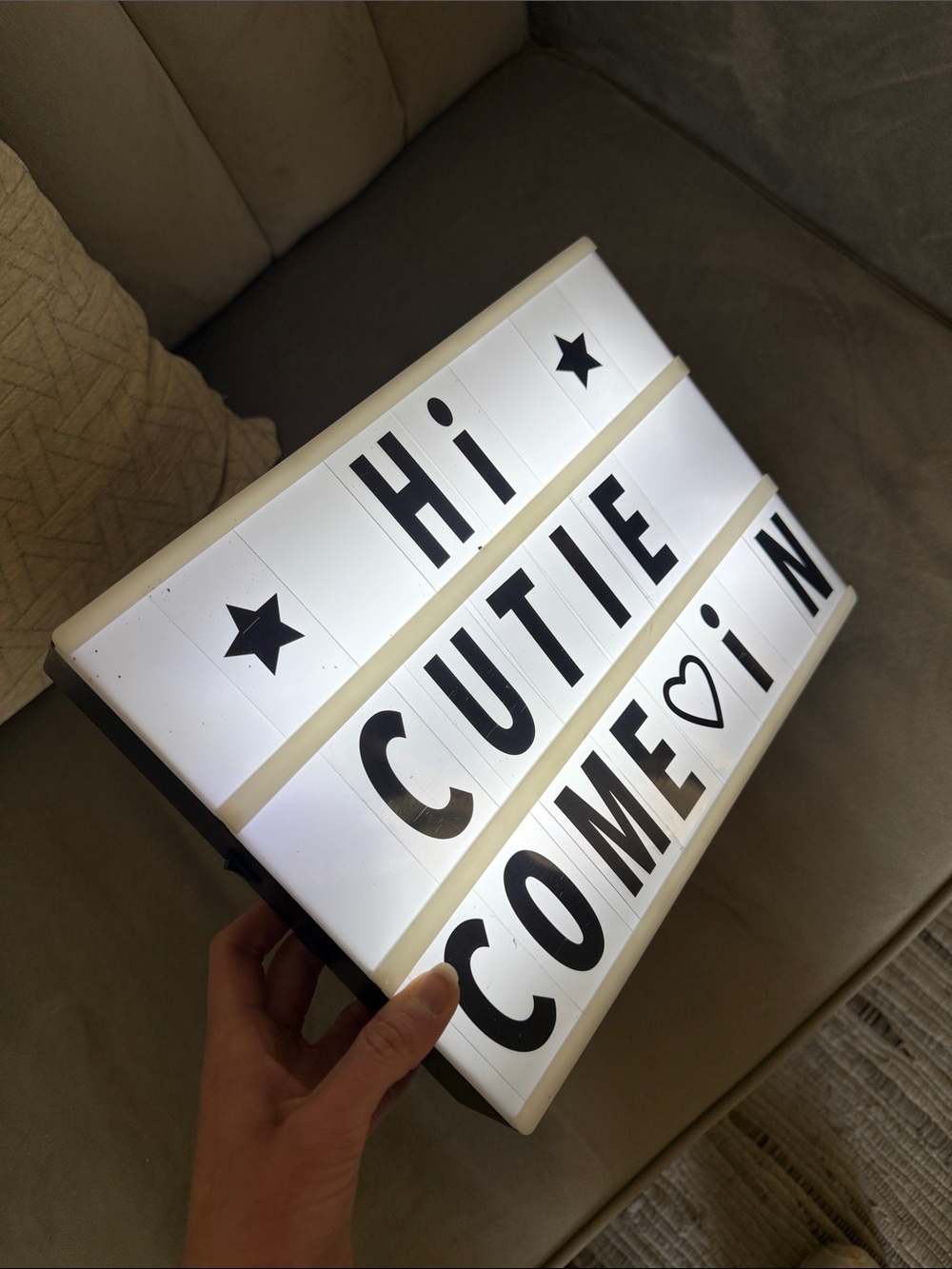 White Lightbox Sign with Black Letters - Hi Cutie Come In - Picture 2 of 2